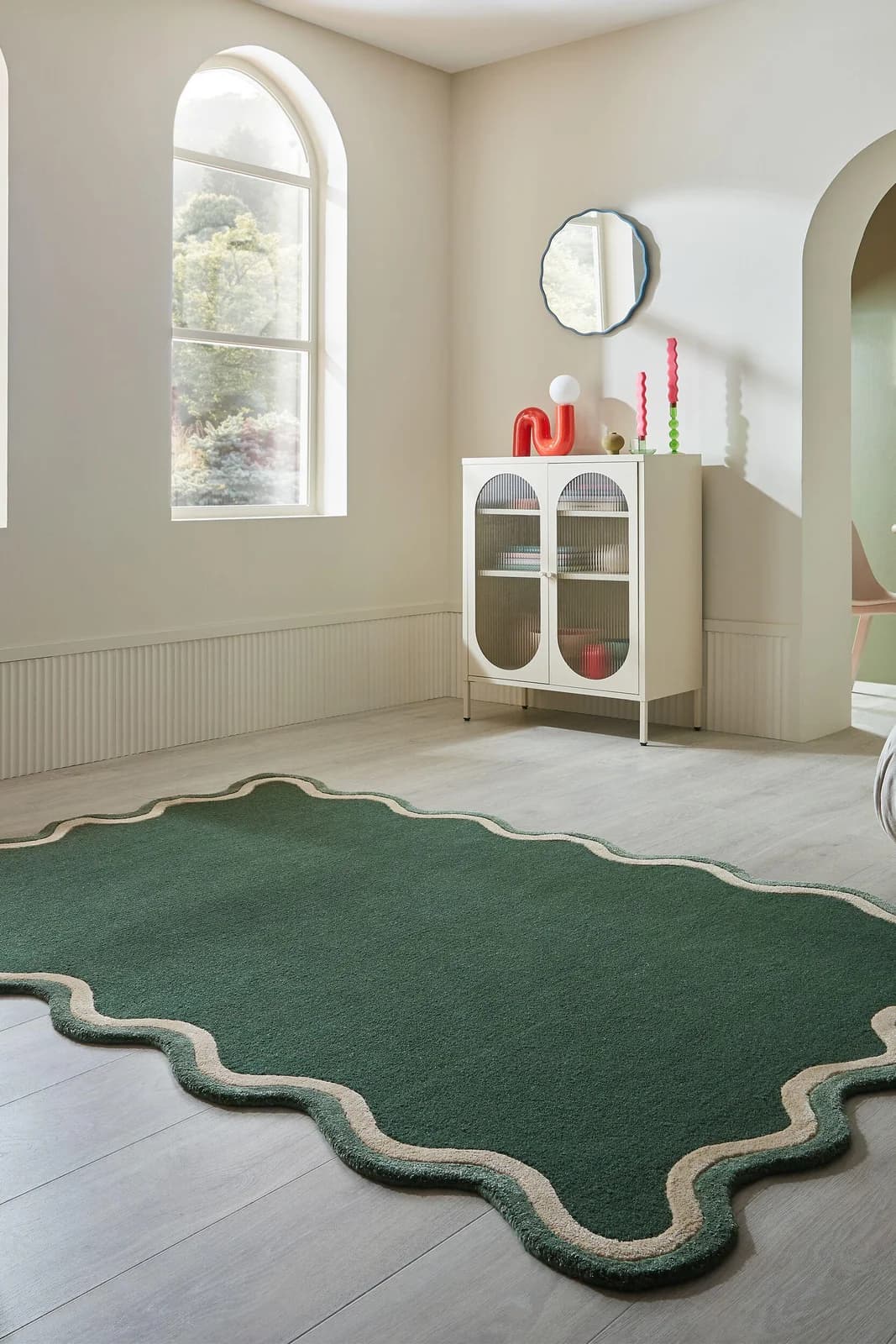 FLAIR RUGS Rivo Wollteppich Grün Handgetuftet