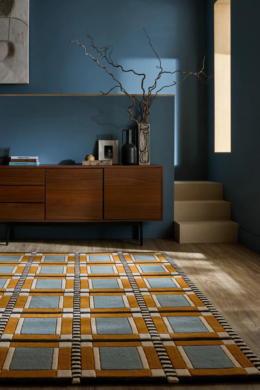 FLAIR RUGS Quadro Wollteppich Bunt Handgetuftet