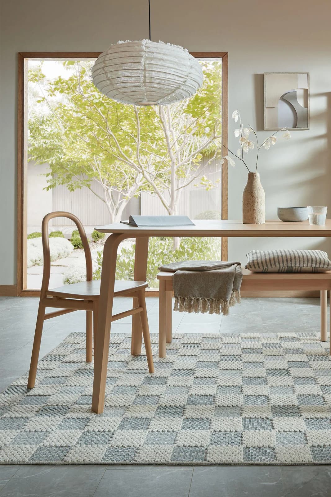 FLAIR RUGS Designteppich Muted Checkerboard Blau Waschbar