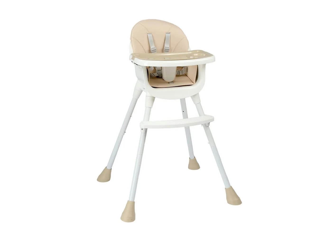LALAHO Kinderstuhl 2-in-1 Beige Höhenverstellbar mit Tablett