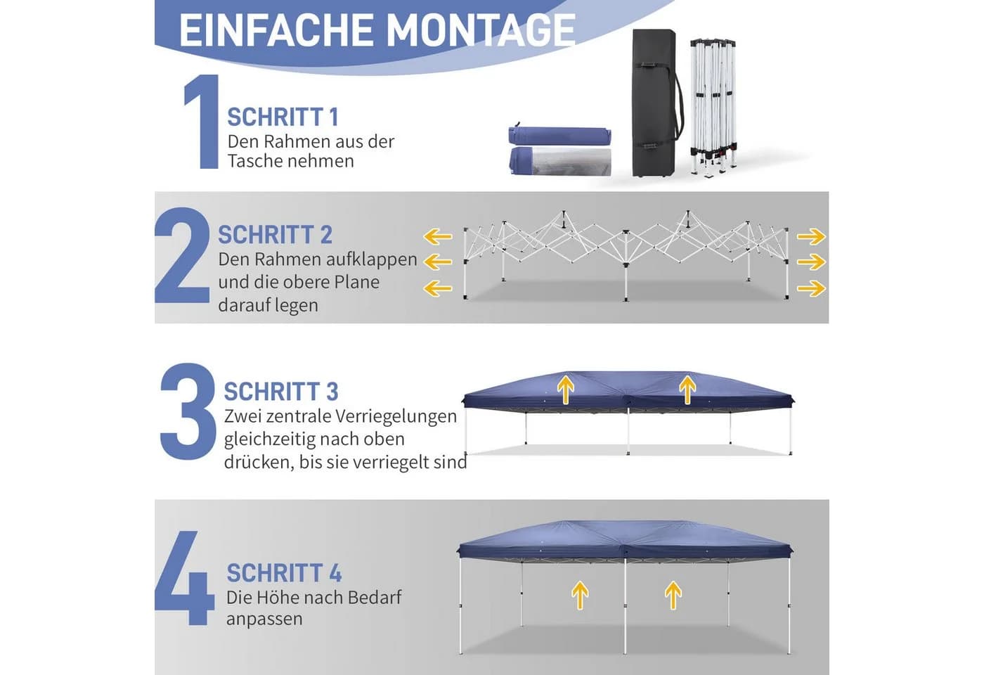 LALAHO Faltpavillon 3x6m mit 6 Netzvorhängen UV-Schutz