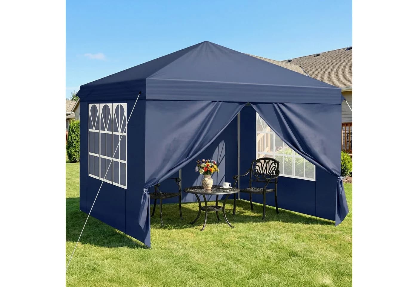 LALAHO Faltpavillon 3x3 m Gartenpavillon mit Seitenteilen