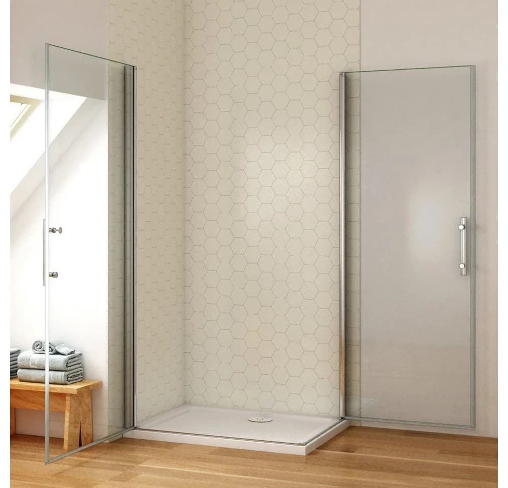 Duschparadies Dusch-Drehtür 195cm Easyclean Sicherheitsglas Chrom