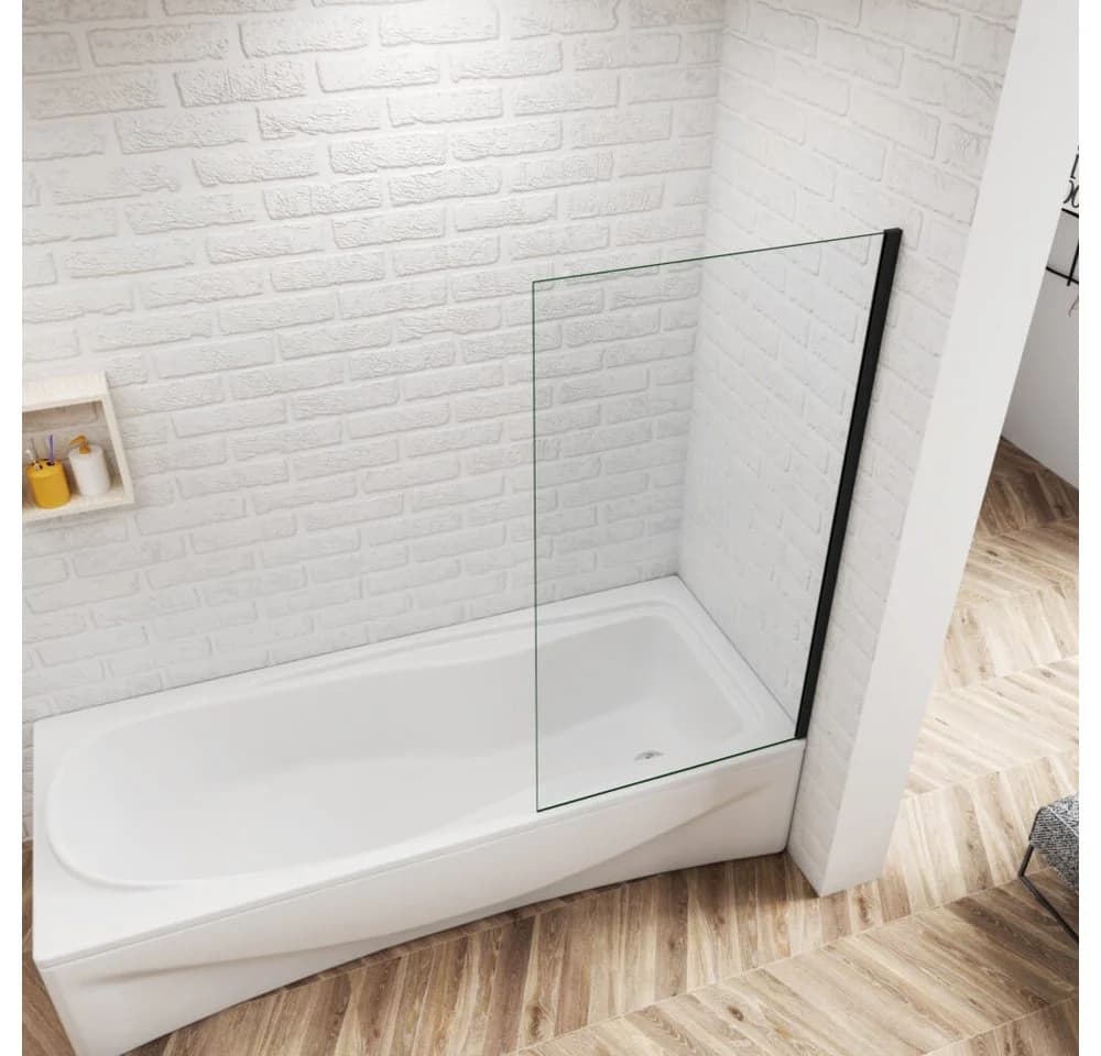 Duschparadies Badewannenaufsatz 140cm Duschwand ESG Glas