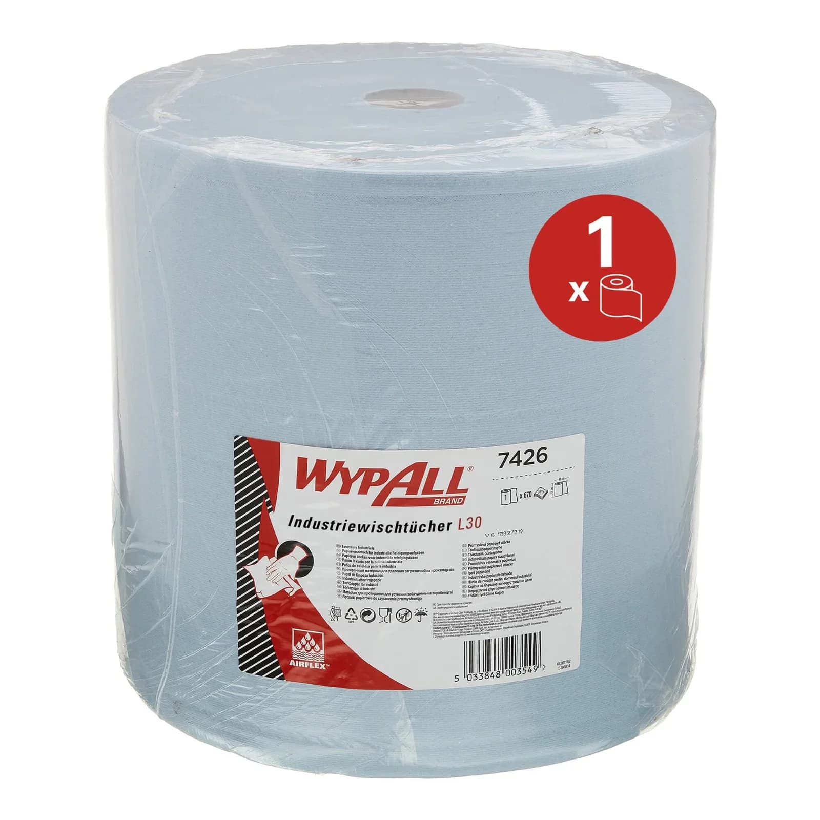 WypAll Papierwischtücher L30 Jumborolle 670 Wischtücher 3-lagig Blau