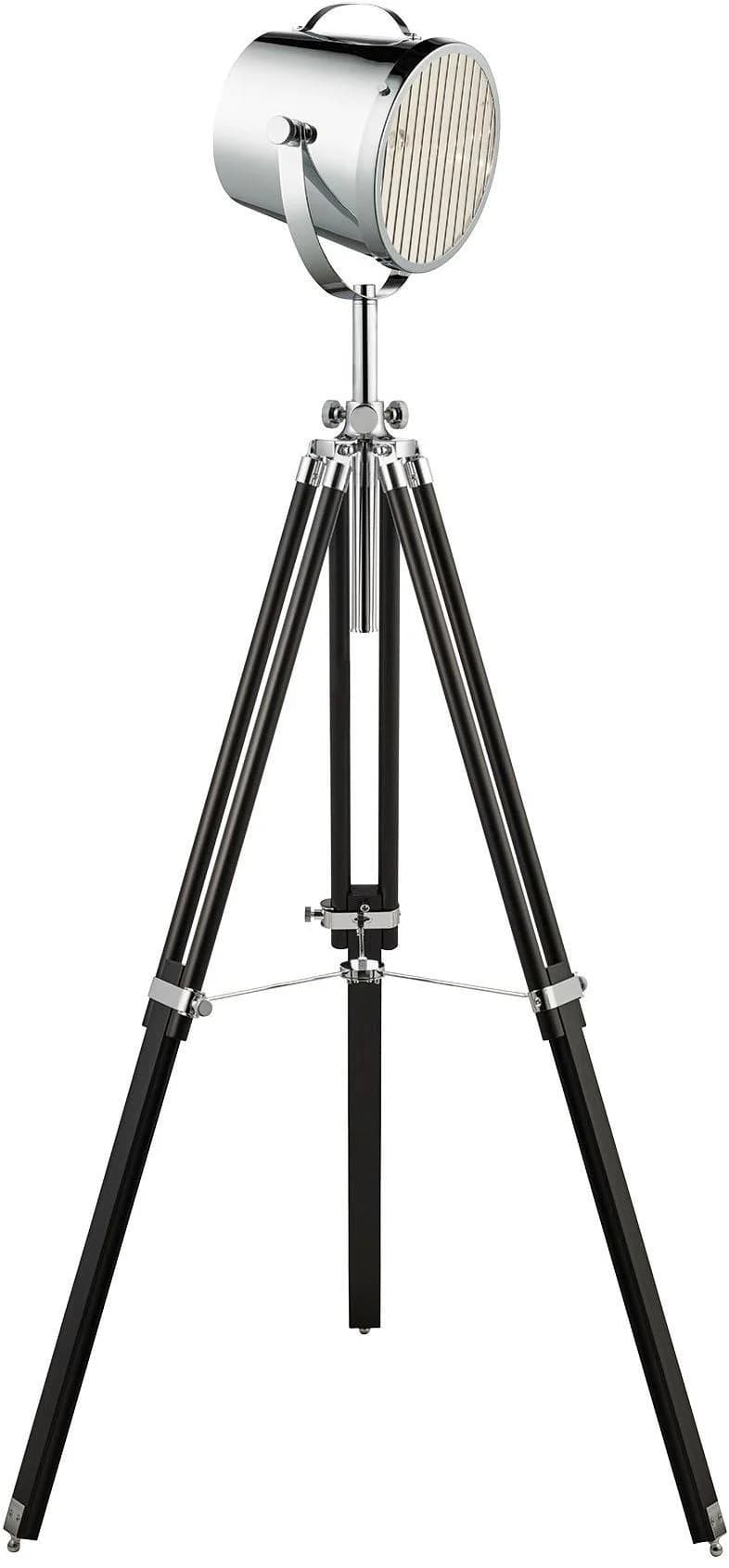SEARCHLIGHT Stehlampe 'Studio-Stehlampe - Chrommetall & Schwarzes Holz'