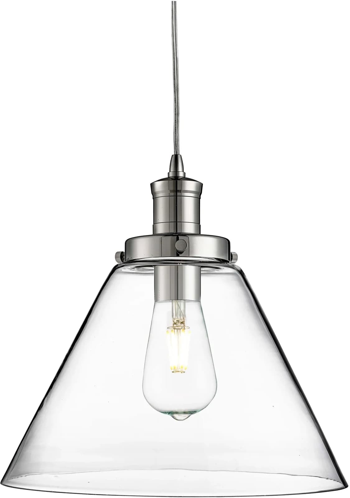 SEARCHLIGHT Pendelleuchte Pyramidenanhänger - Metall & Glas, chromfarben