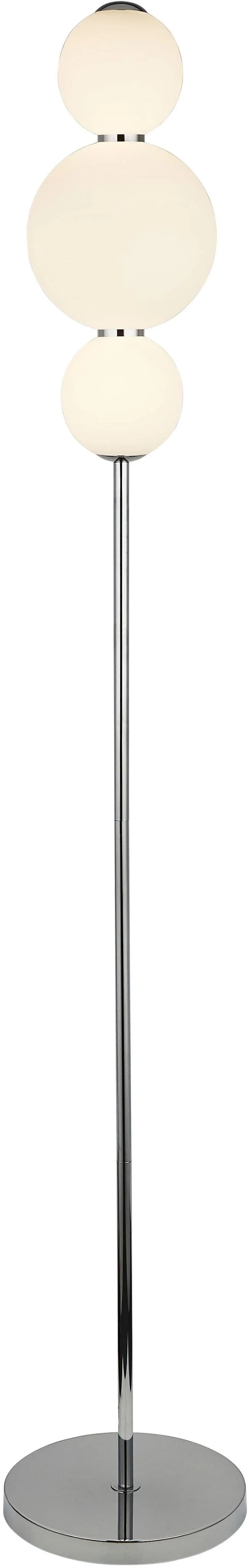 Moderne Stehlampe aus Stahl und Opalglas