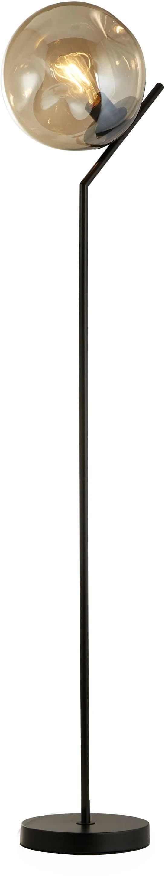 Moderne Stehlampe aus Stahl und Glas in Schwarz und Champagner