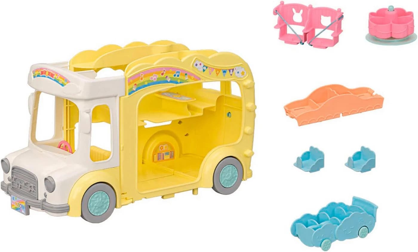 Sylvanian Families Spielzeug-Bus Erlebniskindergarten Bus Regenbogen Bunt