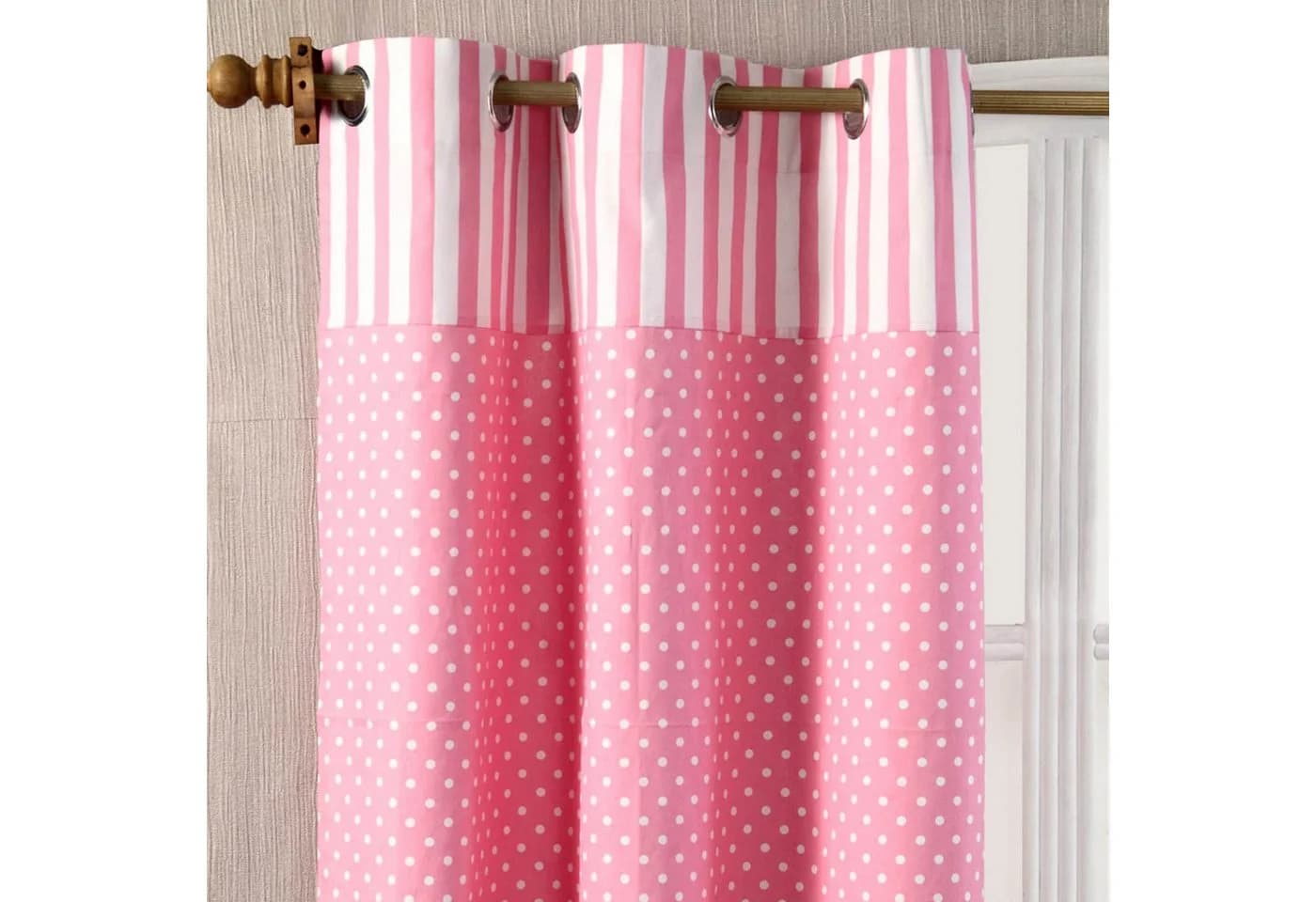 Homescapes Gardine Polka Dots & Streifen Rosa 2er Set 137 x 117 cm