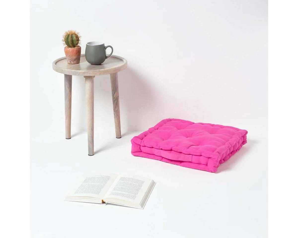 Homescapes Bodenkissen Sitzkissen Unifarben Pink 40x40cm