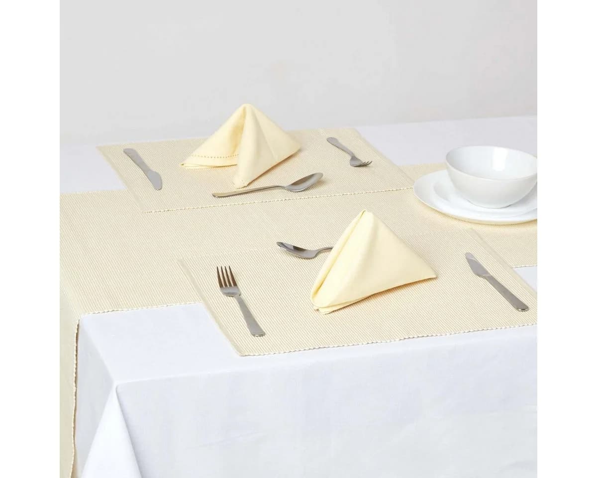 Homescapes Platzset Tischset Creme 2er-Set 30 x 45 cm Baumwolle
