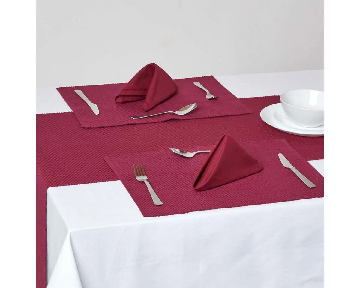 Homescapes Platzset Tischset Weinrot 2er-Set 30 x 45 cm Baumwolle