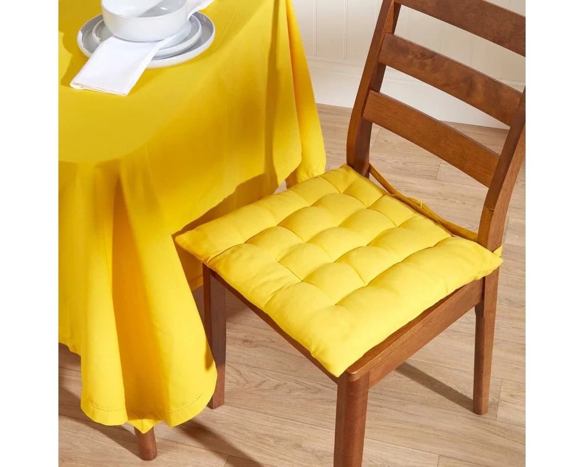 Homescapes Runde Tischdecke Gelb 100% Baumwolle