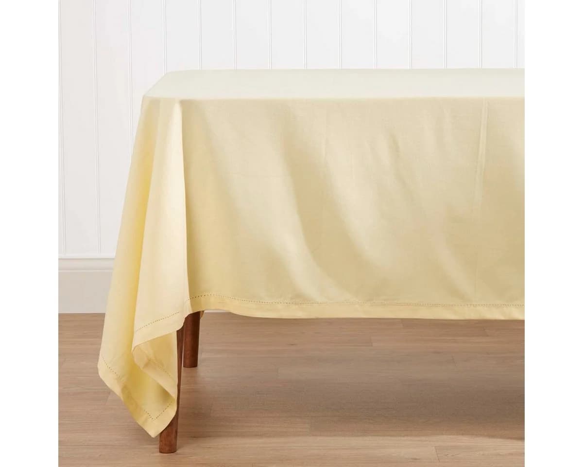 Homescapes Tischdecke Creme 100% Baumwolle Quadratisch