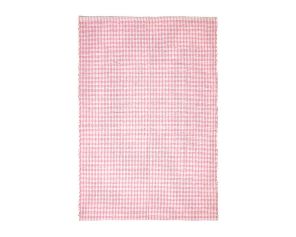 Homescapes Teppich Webteppich rosa-weiß kariert Baumwollteppich Vichy-Karo