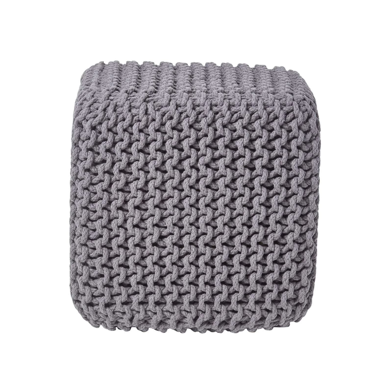 Homescapes STRICK-POUF grau Sitzwürfel 35x35x35 cm