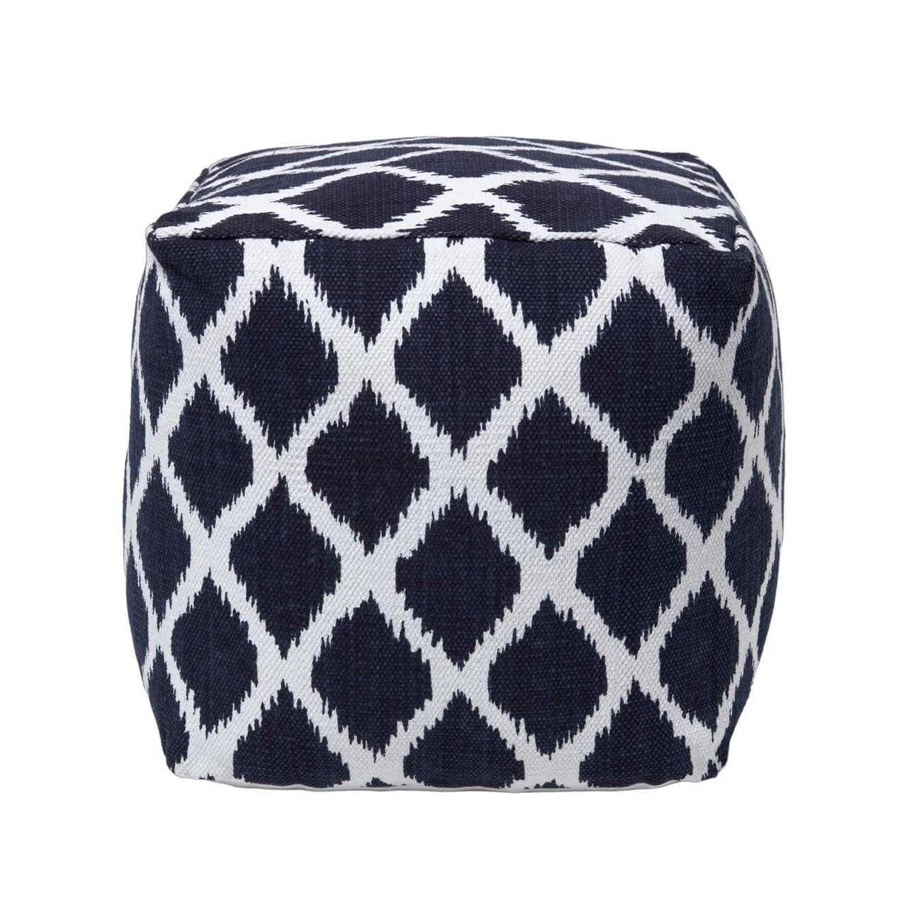 Homescapes SITZWÜRFEL Ikat-Muster blau-weiß