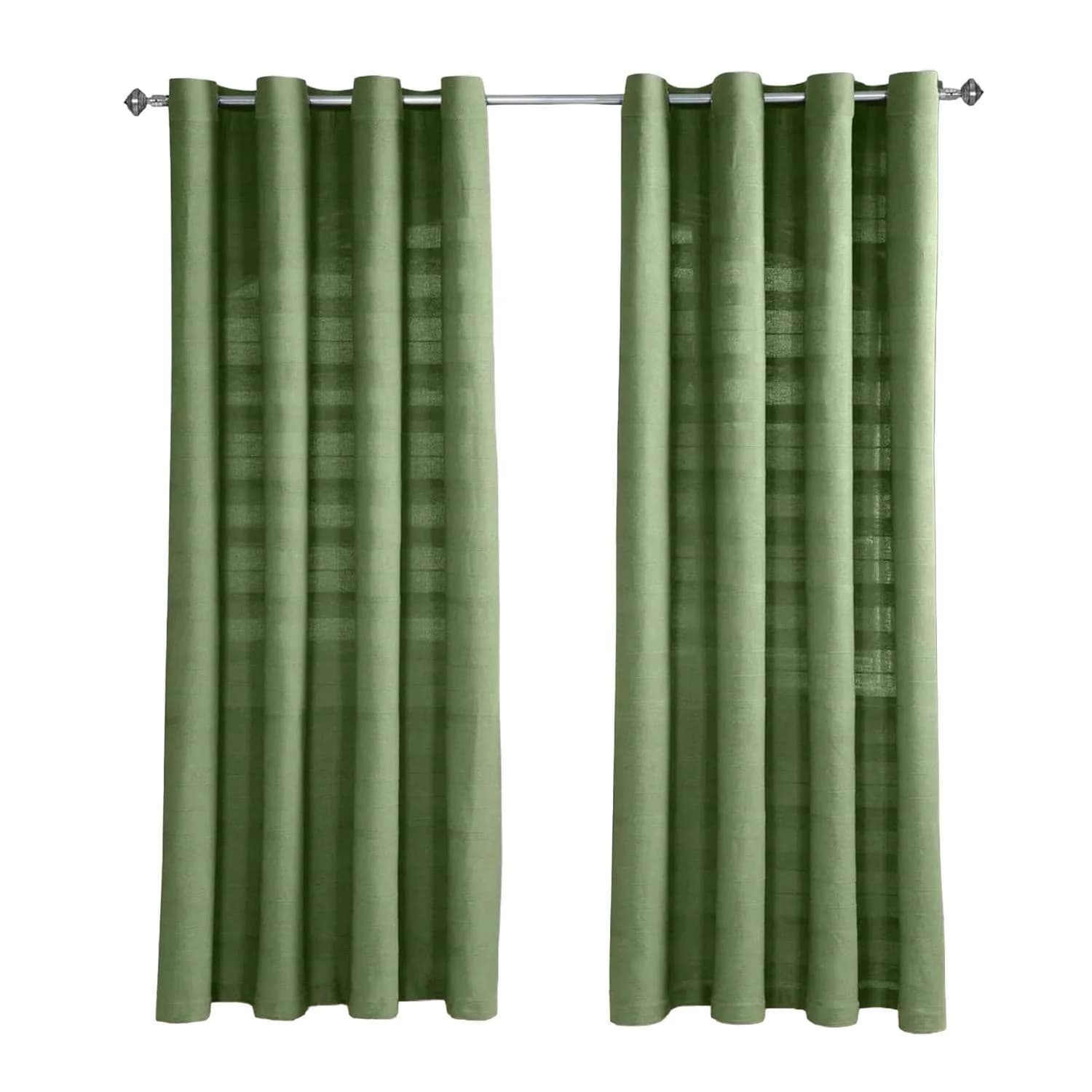 Homescapes Gardine Rajput 2er Set Baumwolle Dunkel Oliv