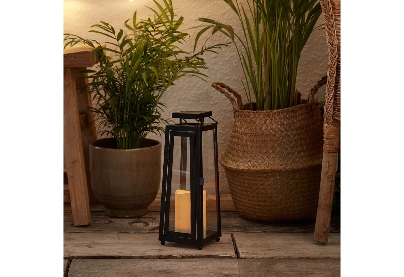 Lights4fun LED Laterne Porto Solar Gartenlaterne Weiß