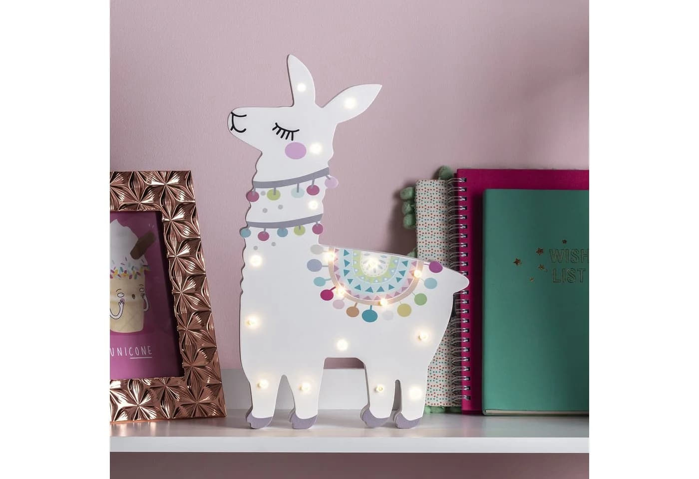 Lights4fun LED Wandleuchte Lama Kinderzimmer warmweiß