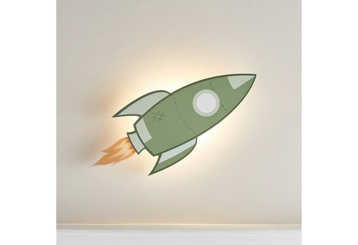 Lights4fun LED Wandleuchte Raketen Grün Kinderzimmer