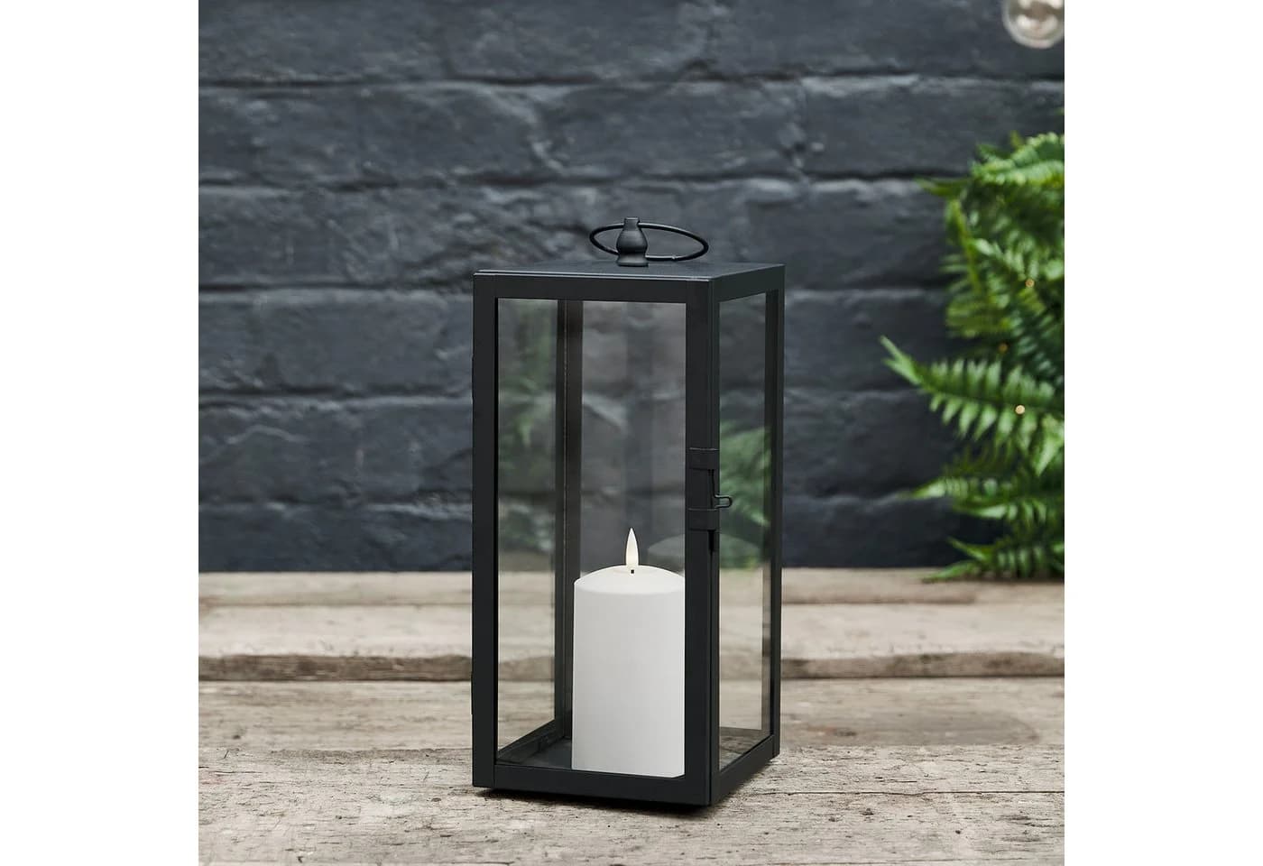 Lights4fun LED Laterne Bowen Gartenlaterne Schwarz mit TruGlow® Kerze
