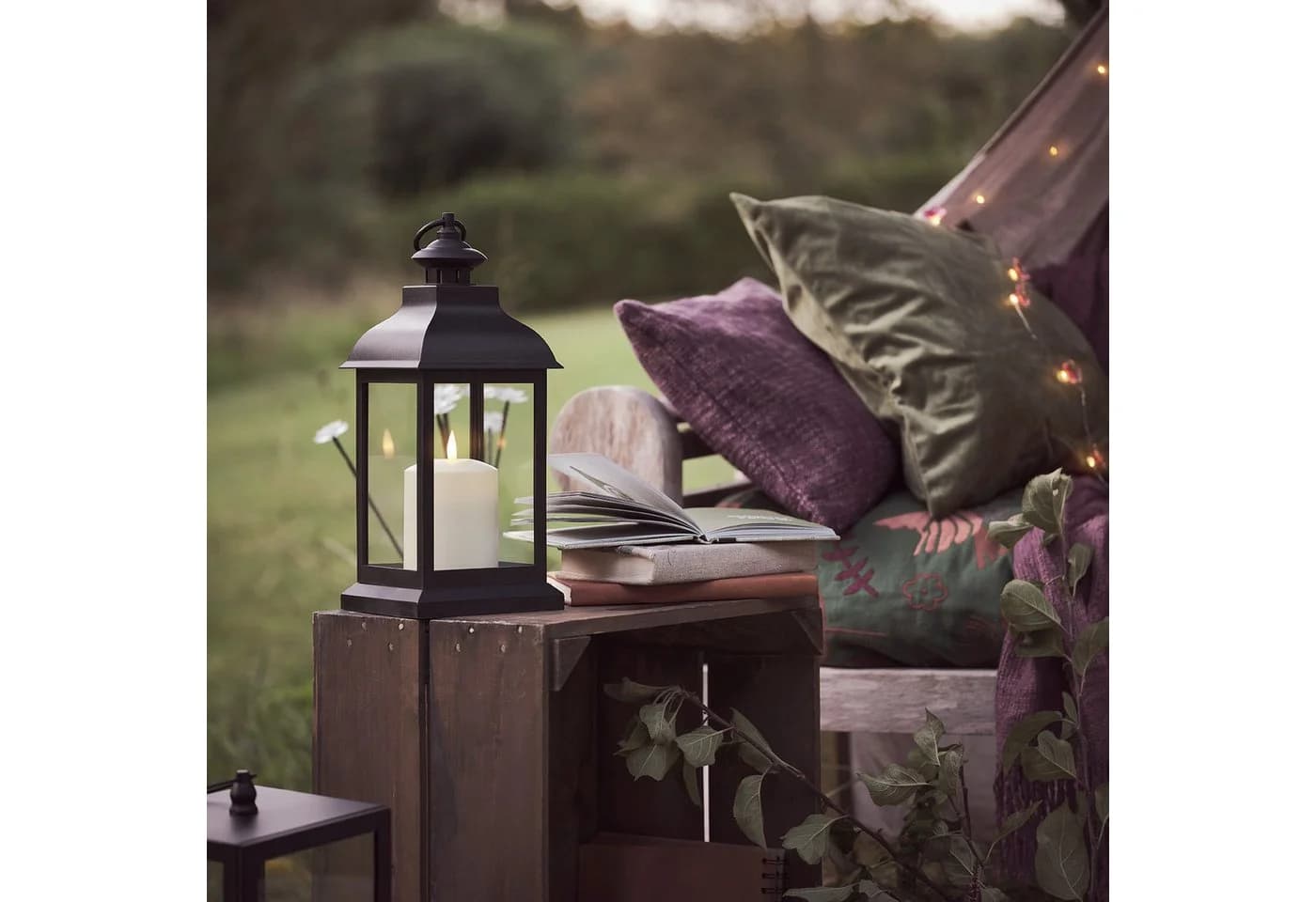 Lights4fun LED Laterne Trentham Outdoor Kerze Fernbedienung