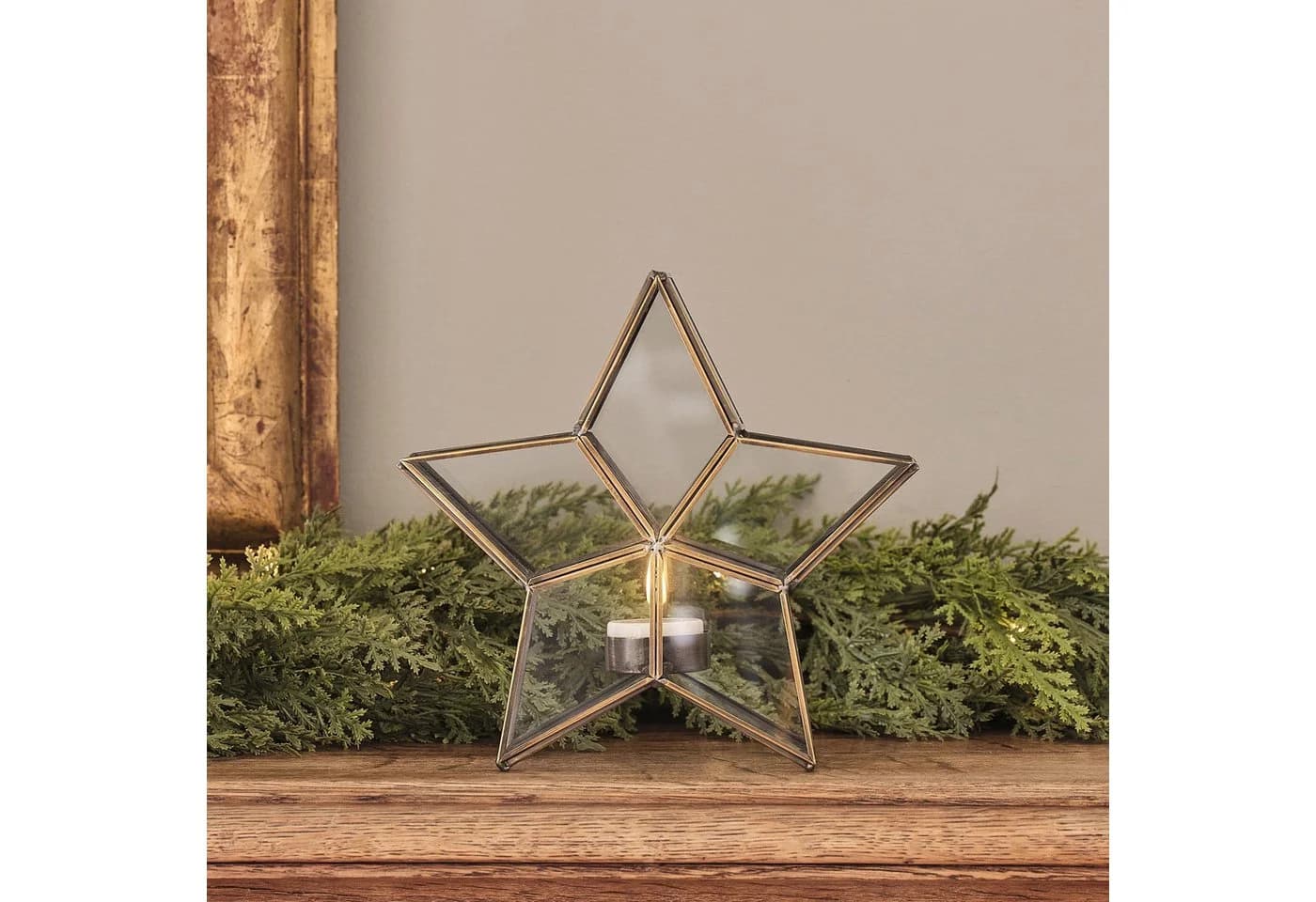 Lights4fun LED Sternlaterne Gold mit TruGlow® Votivkerze