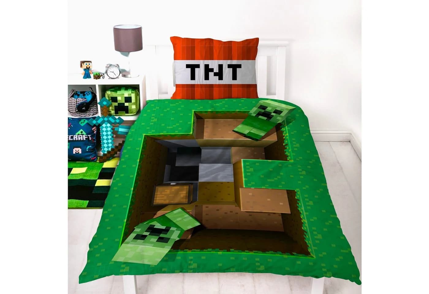 Familando Minecraft Kinderbettwäsche 135x200 Renforcé 3D Motiv