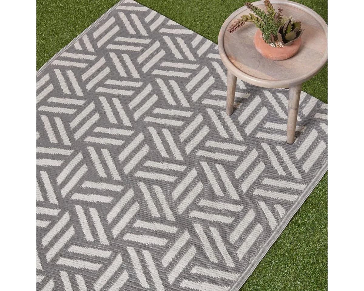 Homescapes Outdoorteppich Luna Grau Polypropylen
