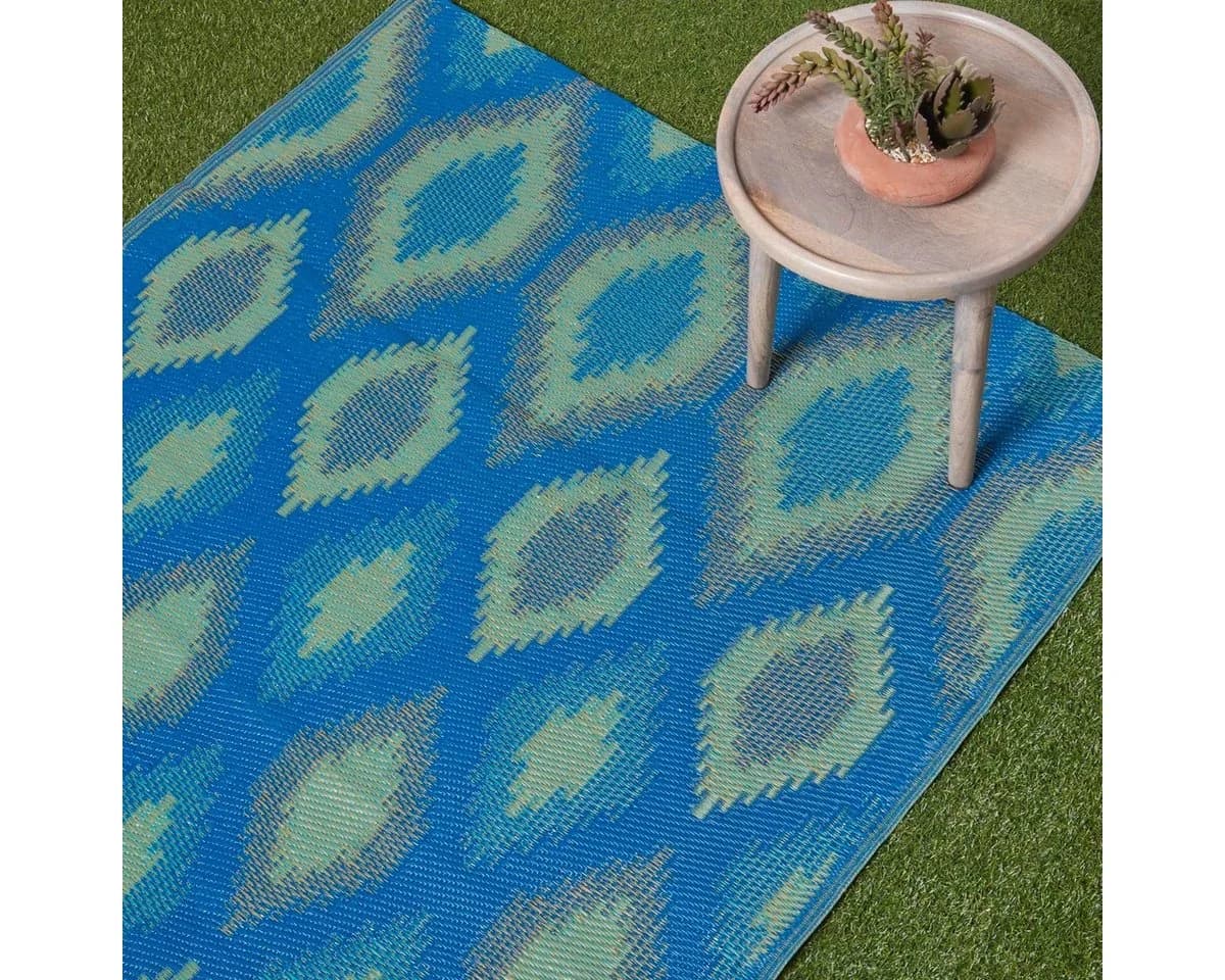 Homescapes Outdoorteppich Amber Blau-Grün Polypropylen