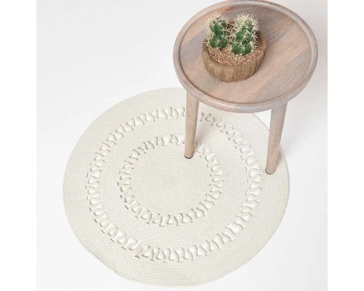 Homescapes Teppich Geflochtener runder Teppich, mit Häkel-Muster, 70 cm