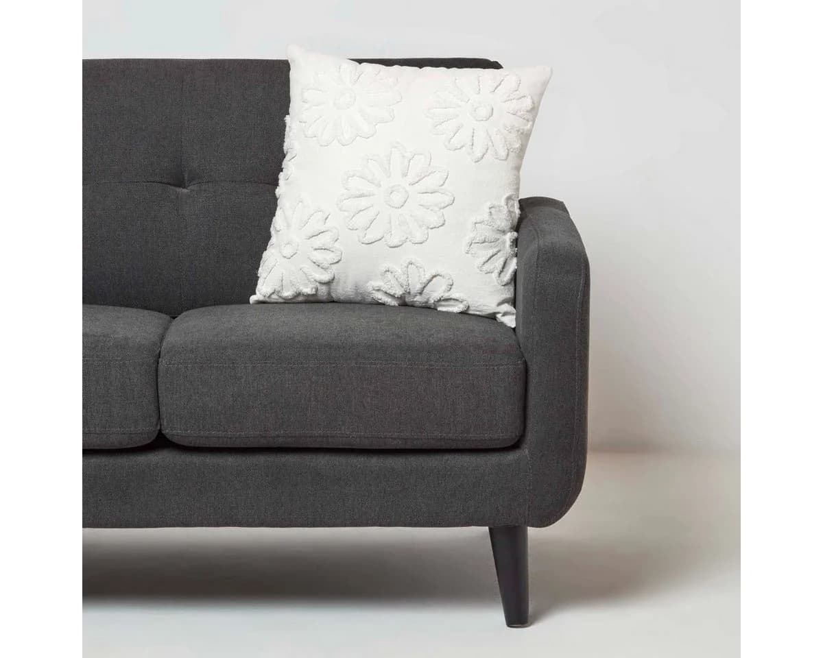 Homescapes Dekokissen Tufted Blumen Weiß 45x45 cm