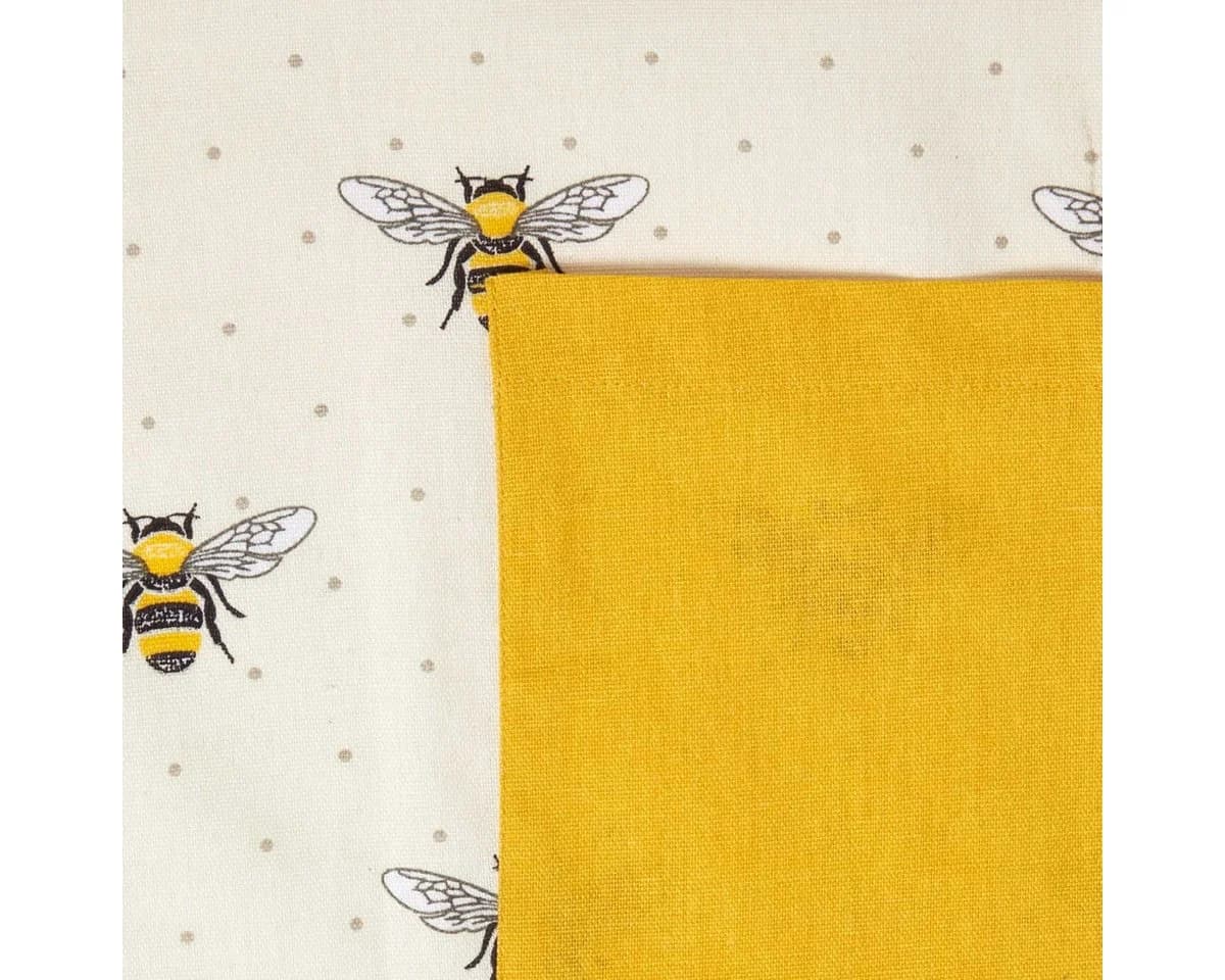 Homescapes Küchenschürze Bienenmuster Weiß-Gelb 100% Baumwolle