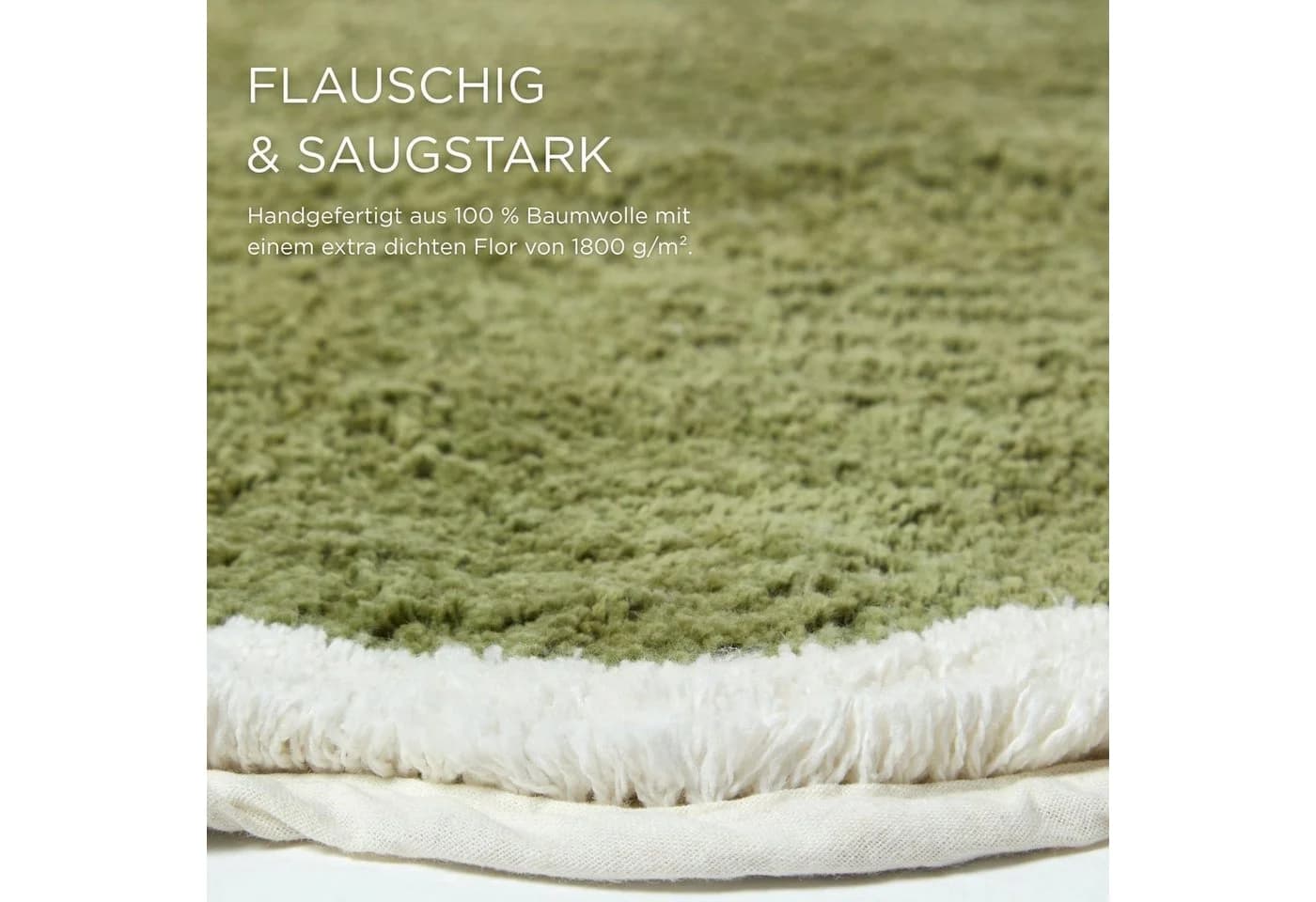Homescapes Badematte mit Wellenrand 50x80 cm Grün 100% Baumwolle