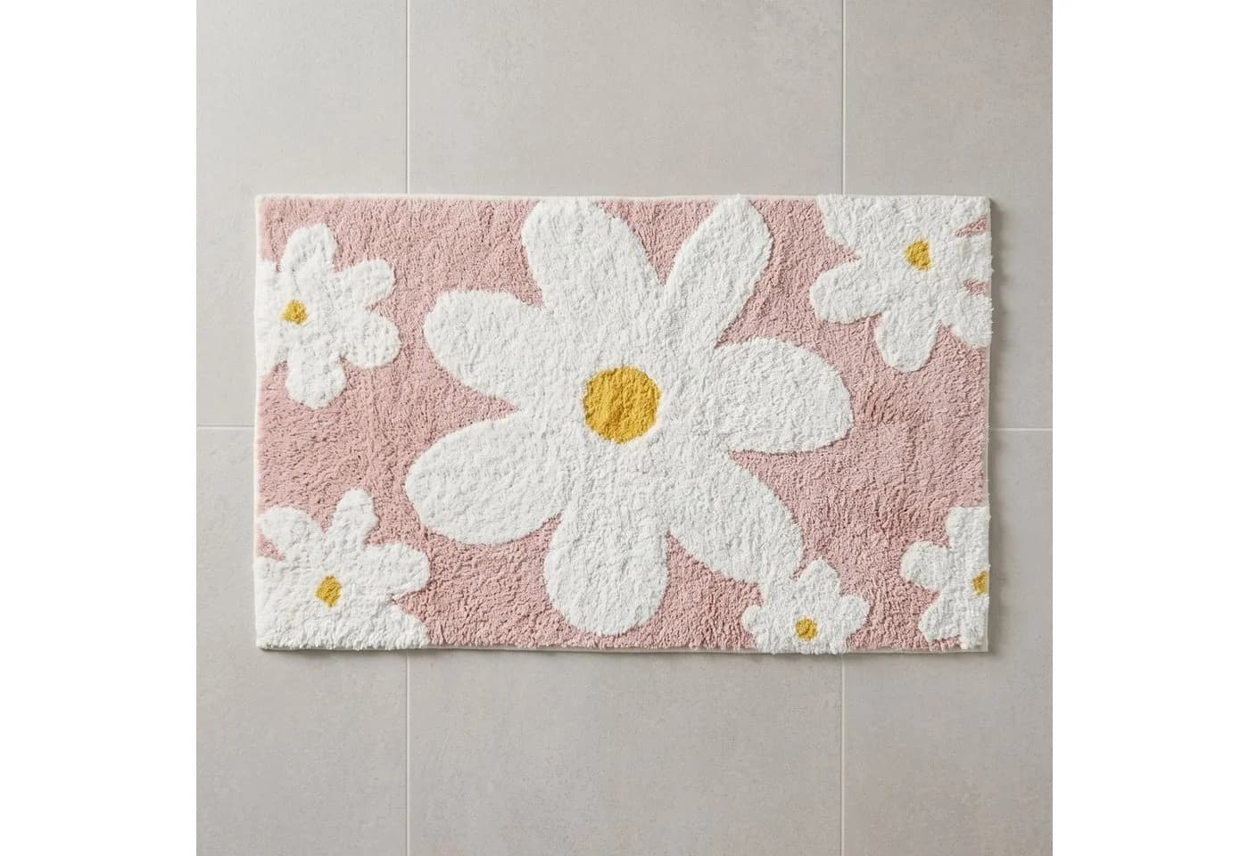 Homescapes Badematte Rosa Blumen 50x80 cm Baumwolle