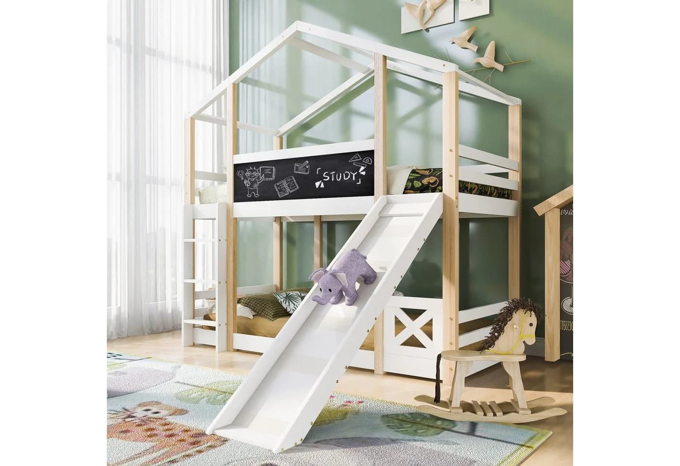 Flieks Etagenbett Hochbett Kinderbett Kiefer-Massivholz 90x200cm