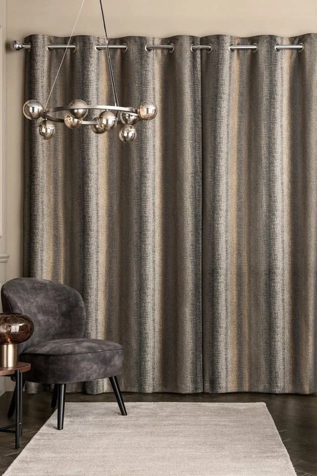Next Gefütterte Ösenvorhänge mit Metallic-Streifen 2-teilig Schwarz/Silber