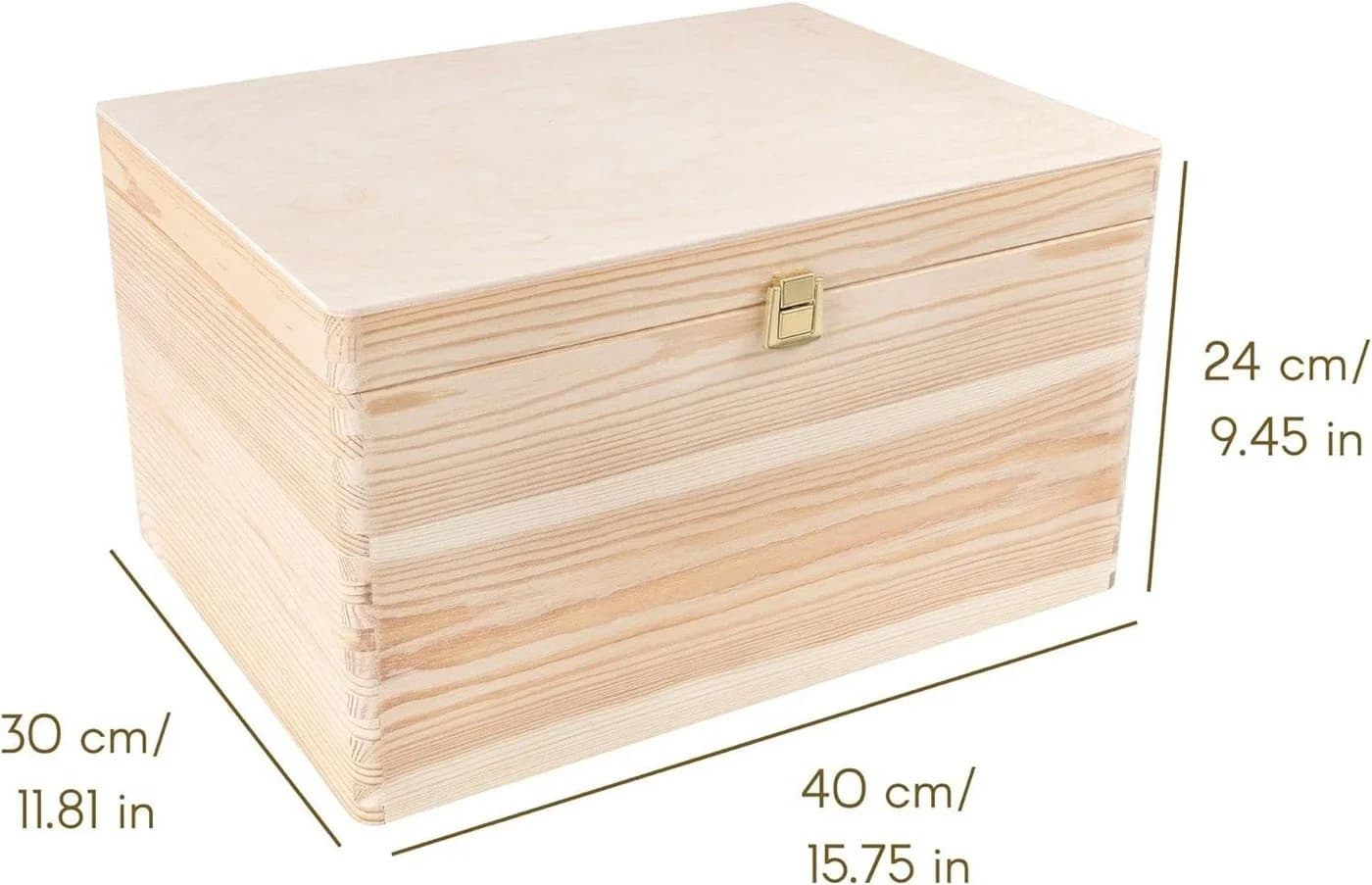 Creative Deco Holzkiste Natur mit Schloss & Deckel
