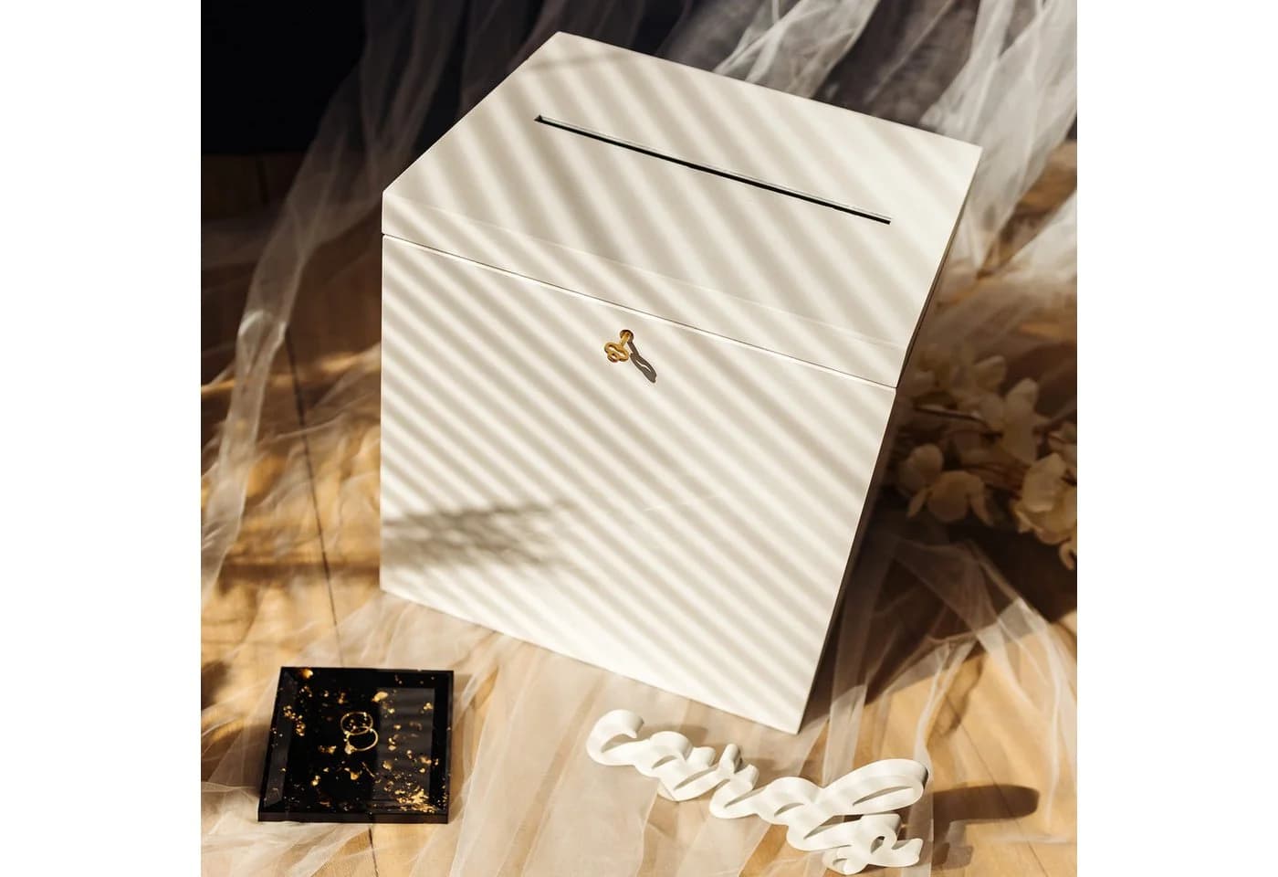 Creative Deco Dekokiste Kartenbox Hochzeit Weiß Mit Schloss