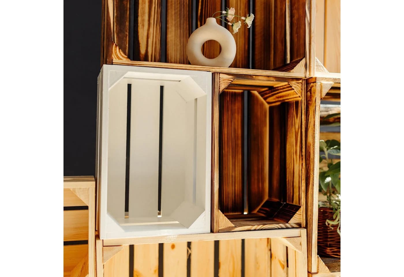 Creative Deco Holzkiste Deko Geflammt Braun