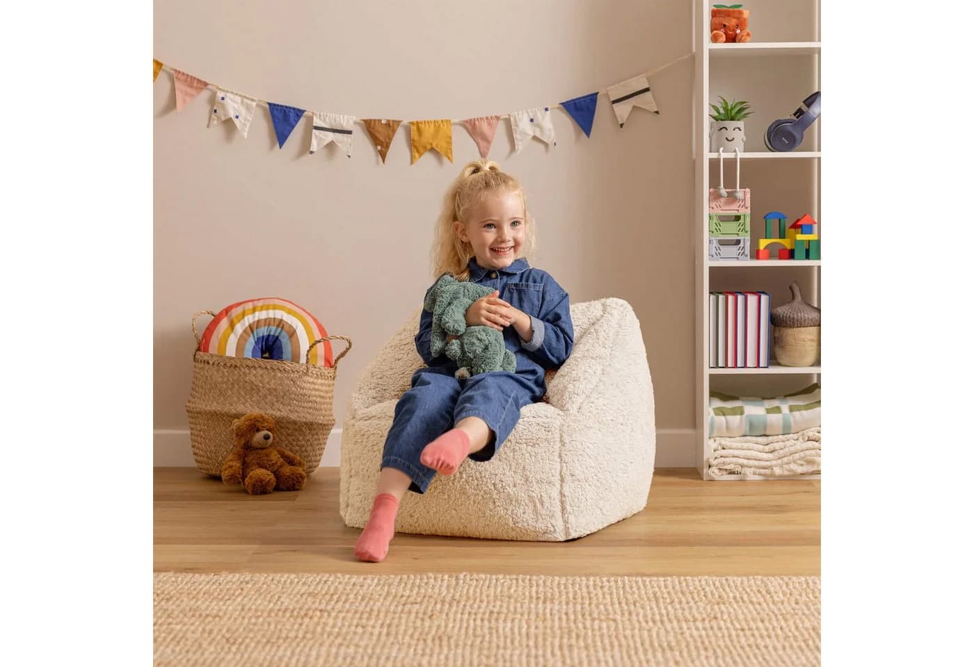 icon Sitzsack Flauschig Kinder Teddybär Weiß Made in Germany