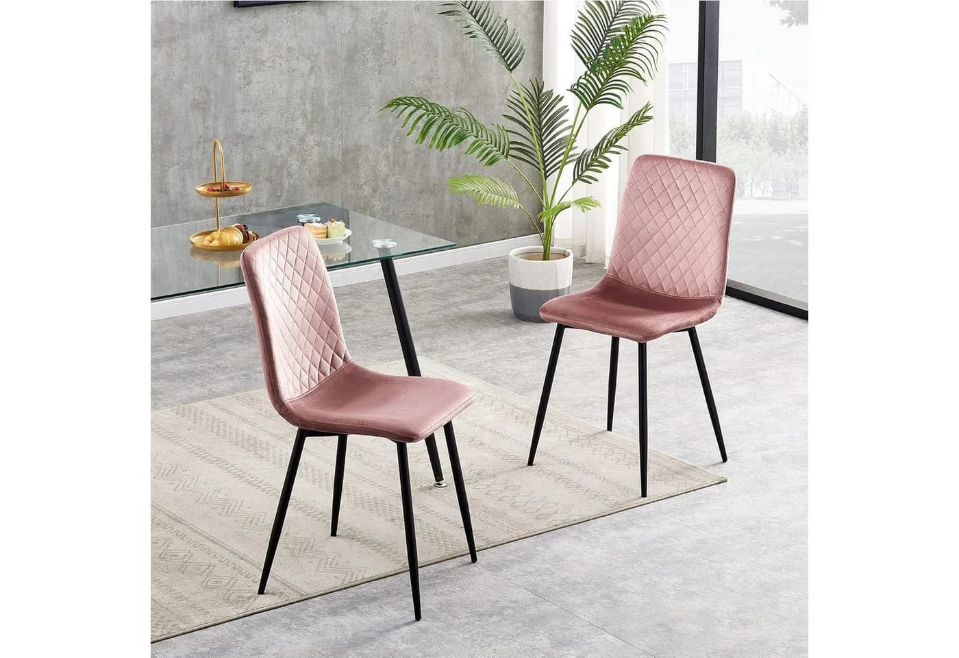 MCC direct Esszimmerstuhl Lexi 2er Set - Samt & Metall