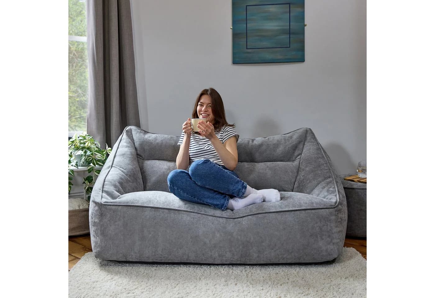 icon Sitzsack Sofa Chenille „Cecilia“ Grau XXL