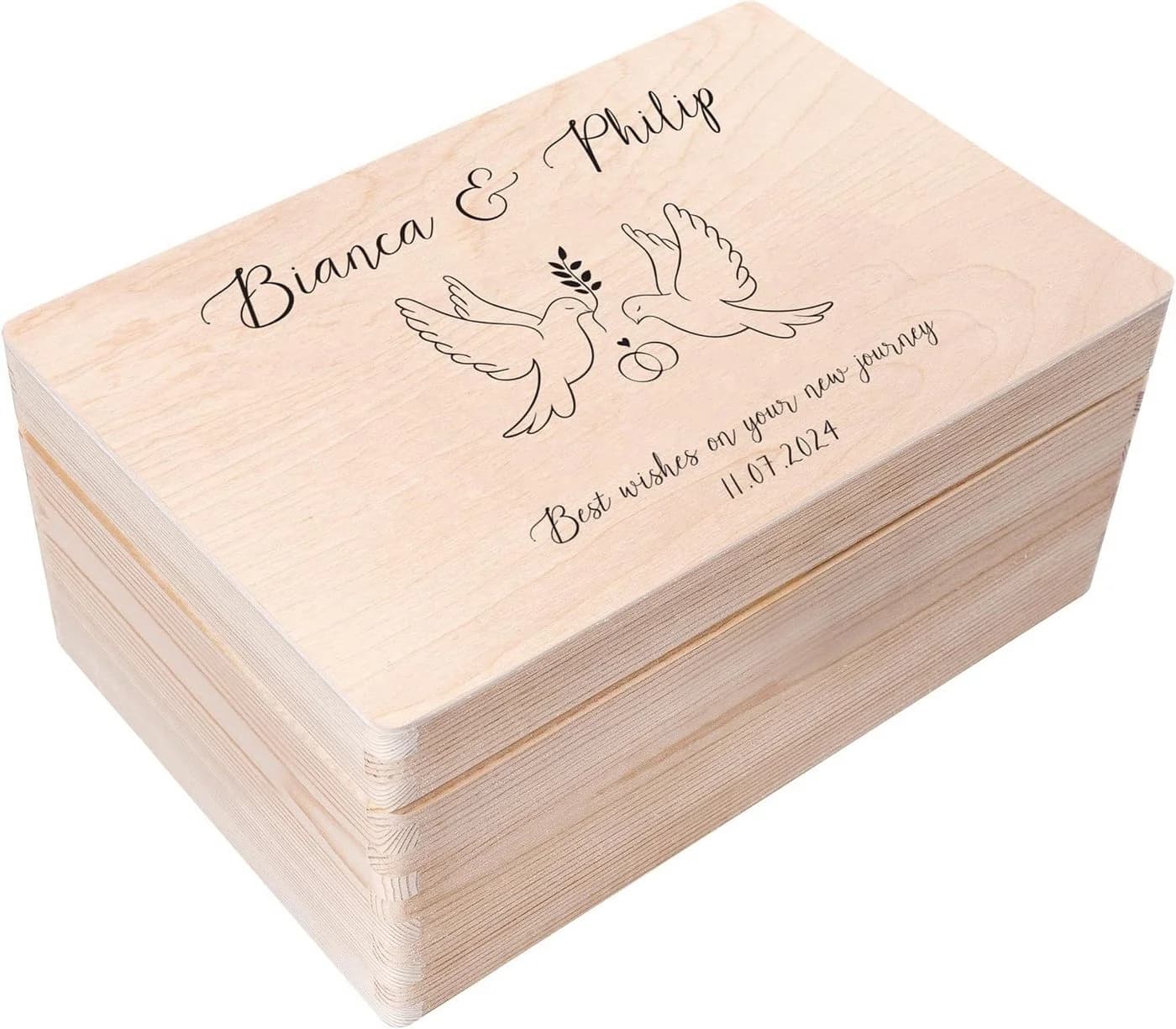 Creative Deco Holzkiste Geschenk zur Hochzeit, Erinnerungsbox Natur