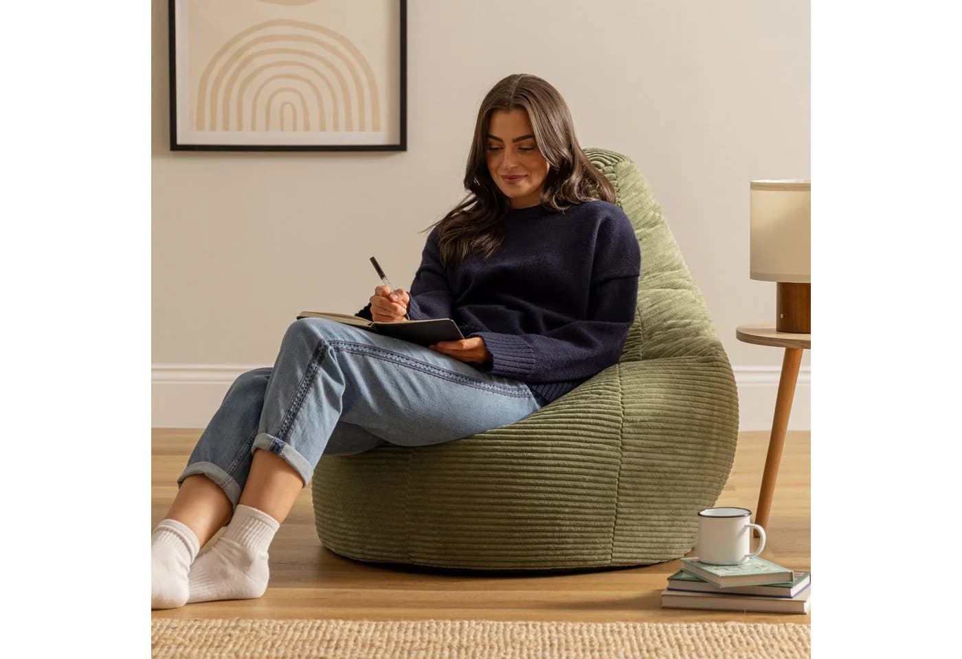 icon Sitzsack 2er Set mit Rückenlehne Cord Dalton Grün