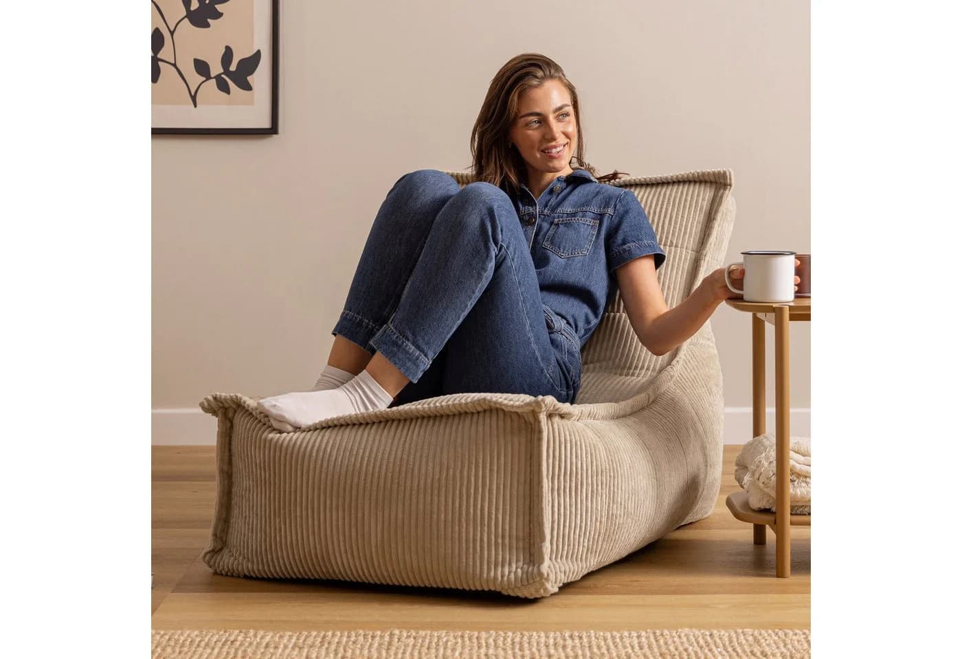 icon Sitzsack Liege Cord Beige „Dolce“ Made in Germany