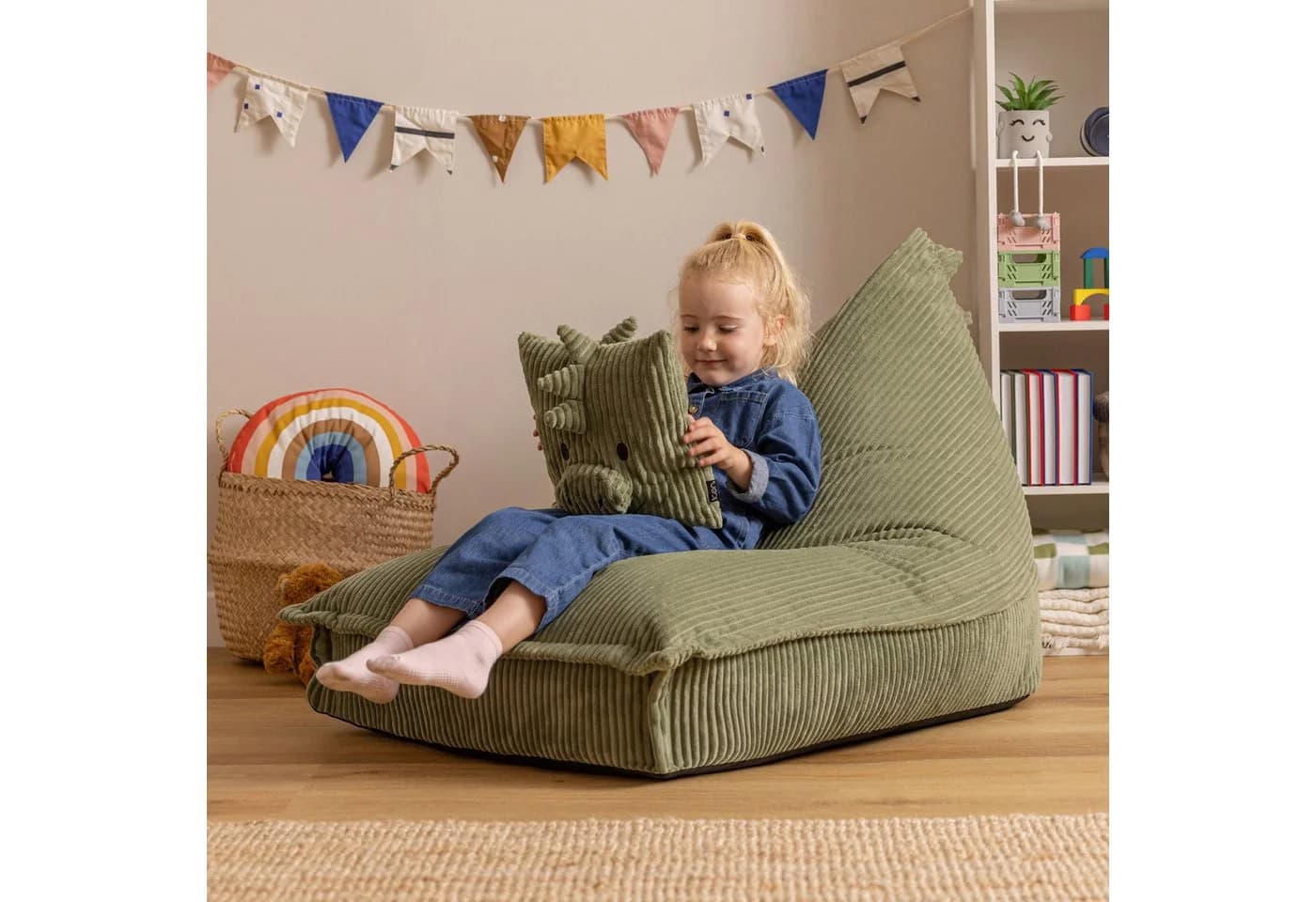 icon Sitzsack Kinder Cord mit Kissen dexter-dino